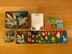 Pokemon Sword & Shield Lunch Box Metal Tin with Promo Cards and Stickers NM/M - Image 1