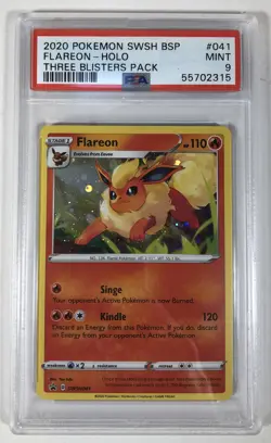 Pokemon PSA 9 MINT Flareon SWSH041 Black Star Promo from 3 Pack Blister - Image 1