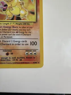 Pokemon TCG Charizard 4/102 Holo Rare Base Set Unlimited 1999 - Image 3
