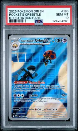2025 POKEMON DRI EN-DESTINED RIVALS #198 TEAM ROCKET'S ORBEETLE PSA 10 - Image 1
