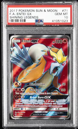 2017 POKEMON SUN & MOON SHINING LEGENDS #71 FULL ART/ENTEI GX PSA 10 - Image 1