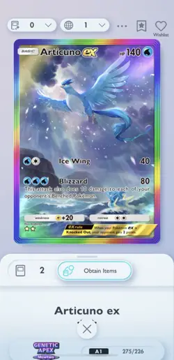 Articuno EX 275 Pokemon TCG Pocket Genetic Apex - Image 2