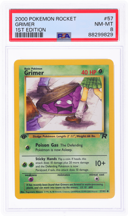 2000 Pokemon Team Rocket Grimer 1st Edition #57 PSA 8 - Image 1