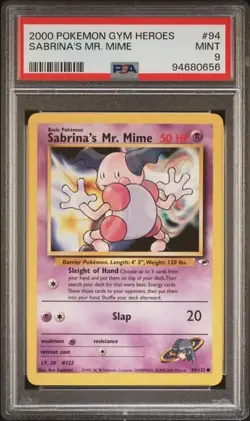 2000 POKEMON GYM HEROES 94 SABRINA'S MR. MIME - PSA 9 - Image 1