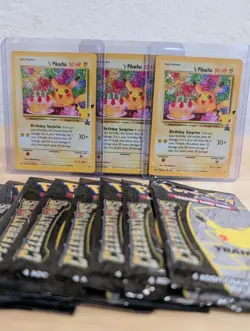 Lot 8x Pokemon Celebrations Booster Packs + 3x Pikachu Birthday Blackstar Promo - Image 1