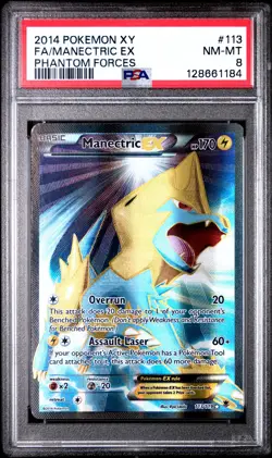 2014 POKEMON XY PHANTOM FORCES #113 FULL ART/MANECTRIC EX PSA 8 - Image 1