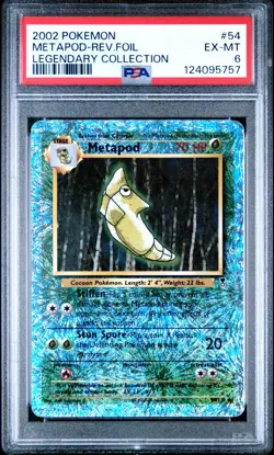 2002 POKEMON LEGENDARY COLLECTION #54 METAPOD-REVERSE FOIL PSA 6 - Image 1