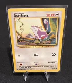 Rare 1999 Pokemon German Base Set Rattfratz (Rattata) #61/102 Card - Image 1
