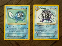 Shadowless Poliwag 59/102 & Poliwhirl 38/102 Base Set Vintage WOTC Pokemon TCG - Image 1