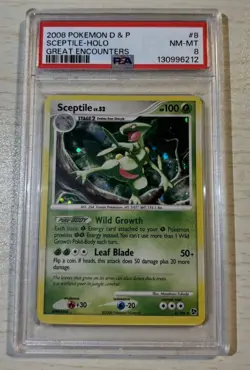 2008 POKEMON DIAMOND & PEARL GREAT ENCOUNTERS #8 SCEPTILE-HOLO PSA 8 - Image 1