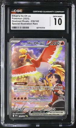 Pokemon Destined Rivals Ethan's Ho-Oh Ex 230/182 Graded CGC GEM MINT 10 - Image 1