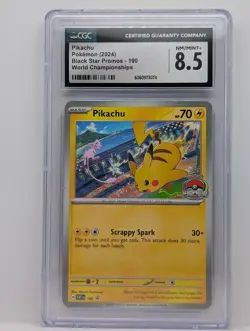2024 Pokemon Black Star Promo World Championship Pikachu #190 CGC 8.5 - Image 1