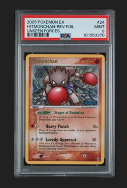 Pokemon 2005 Ex Unseen Forces Hitmonchan Reverse Foil #24 - PSA 9 - Image 1