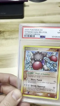 Pokemon 2005 Ex Unseen Forces Hitmonchan Reverse Foil #24 - PSA 9 - Image 2