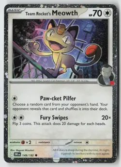 Team Rocket's Meowth (Cosmos Holo) 149/182 - Misc Cards & Products - PTCG - Image 1
