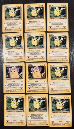 Lot of 12 Pikachu 60/64 Jungle Set 1999 Non-Holo Pokemon Card Lightly Played - Image 1