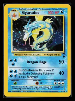 Gyarados 7/130 Holo Rare Base Set 2 Pokemon Card - Image 1