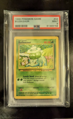 PSA 9 MINT 1999 BASE SET POKEMON BULBASAUR 44/102 #44 WOTC TCG GRADED CARD - Image 3