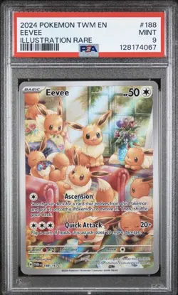 Eevee 188/167 Illustration Rare PSA 9 - Twilight Masquerade Pokemon - Image 1