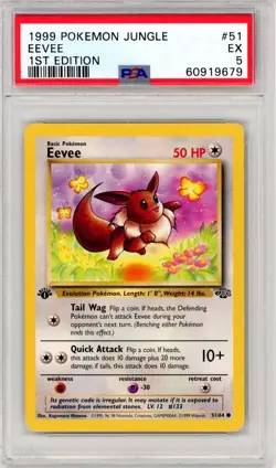 Pokemon 1999 Jungle 1st Edition Eevee PSA 5 51/64 - Image 1