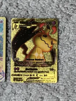 Pokemon Set of 2 Mimikyu VMax HP300 Ominous Numbers Gold Foil Fan Art NM! - Image 3