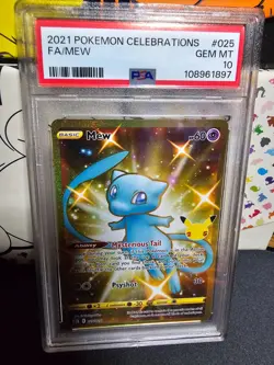 PSA 10 Gem Mint Pokemon 2021 Mew Full Art Celebrations Gold 025/025 - Image 1