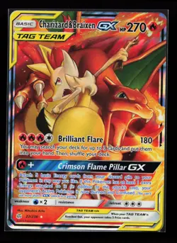 Charizard & Braixen GX 22/236 Ultra Rare SM - Cosmic Eclipse Pokemon Card - Image 1