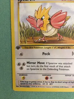 1st Edition Spearow 62/64 Jungle Set - Common Pokemon Card - Image 4