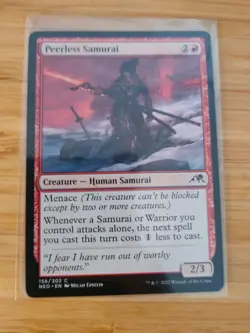 MTG Peerless Samurai 156 Kamigawa: Neon Dynasty M/NM Free UK P&P - Image 1