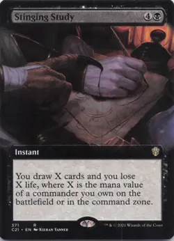 Stinging Study (Extended Art) Commander 2021 Regular Rare #371 NM MTG - Image 1