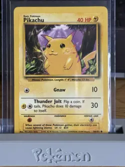 Pokemon TCG Pikachu Base Set 58/102 Regular Unlimited Common Vintage LP - Image 1