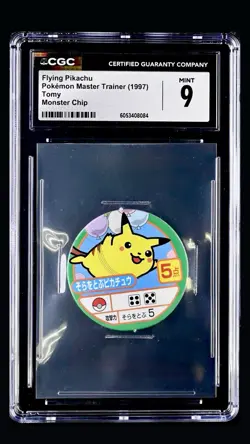 Pokemon Master Trainer 1997 Tomy Pocket Monster Chip Flying Pikachu CGC 9 POP 1 - Image 1