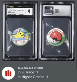 Pokemon Master Trainer 1997 Tomy Pocket Monster Chip Flying Pikachu CGC 9 POP 1 - Image 2