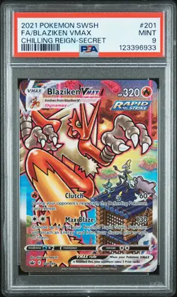 2021 Pokemon Sword & Shield Chilling Reign Blaziken VMAX #201 PSA 9 - Image 1