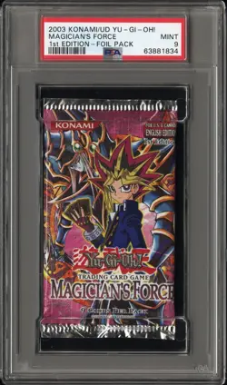 2003 Yu-Gi-Oh! Magician's Force English 1st Edition Booster Pack PSA 9 MINT - Image 1