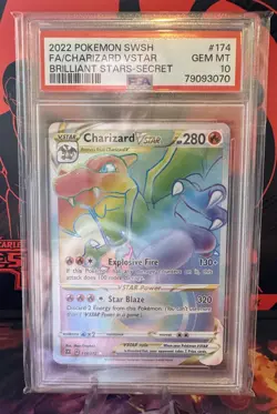 PSA 10 Charizard VSTAR 174/172 Brilliant Stars Rainbow Pokemon Card - Gem Mint - Image 1