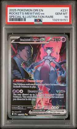 2025 POKEMON DRI EN-DESTINED RIVALS #231 TEAM ROCKET'S MEWTWO EX PSA 10 - Image 1