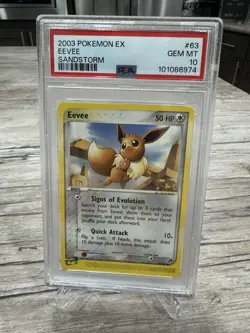 Eevee 💎 Non-Holo 2003 Pokemon Card 63/100 EX Sandstorm Set PSA 10 GEM MINT - Image 1