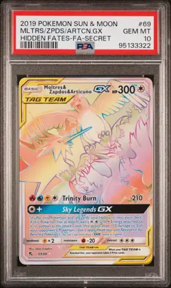 Pokemon Moltres Zapdos Articuno GX 69/68 PSA 10 Gem Mint Hidden Fates Secret FA - Image 1