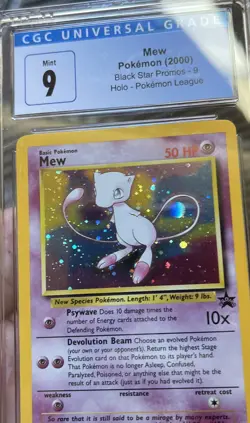 Pokemon 2000 Mew Black Star Promos # 9 Holo Pokemon League CGC 9 - Image 3
