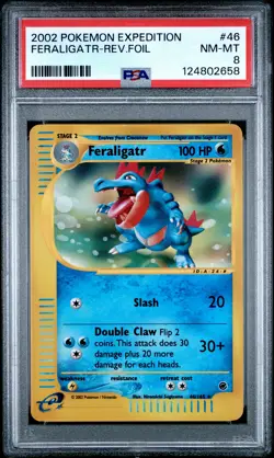 2002 POKEMON EXPEDITION #46 FERALIGATR-REVERSE FOIL PSA 8 - Image 1