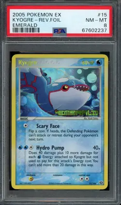 Pokemon Kyogre Reverse Holo 2005 EX Emerald #15 PSA 8 NM-MT - Image 1
