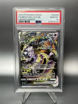 2023 POKEMON SWORD & SHIELD CROWN ZENITH #GG44 FULL ART/MEWTWO VSTAR PSA 10 - Image 1