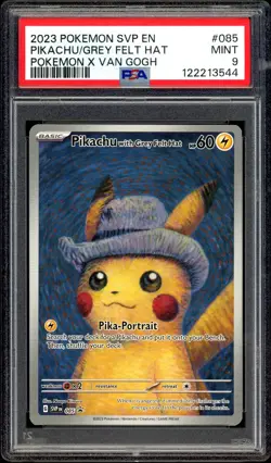 Pokemon PSA 9 Pikachu with Grey Felt Hat Van Gogh 085/SV-P 085 Black Star Promo - Image 3