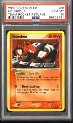 2004 POKEMON EX TEAM ROCKET RETURNS #60 HOUNDOUR PSA 10 - Image 1