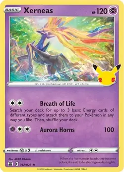 Xerneas 12/25 Celebrations Holo Rare Pokemon Card TCG 012/025 25th Anniversary - Image 1