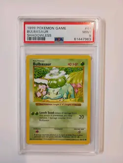 1999 Pokemon Game Bulbasaur Shadowless 44/102 PSA 9 Mint - Image 1