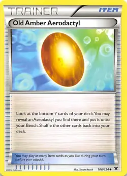 Old Amber Aerodactyl 106/124 XY - Fates Collide Pokemon 003348 - Image 1