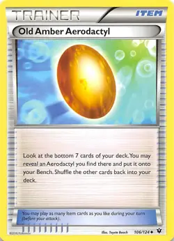 Old Amber Aerodactyl 106/124 XY - Fates Collide Pokemon 003331 - Image 1