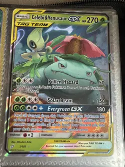 Pokemon Team Up Celebi & Venusaur GX Tag Team Ultra Rare Card #1/181 - Image 1